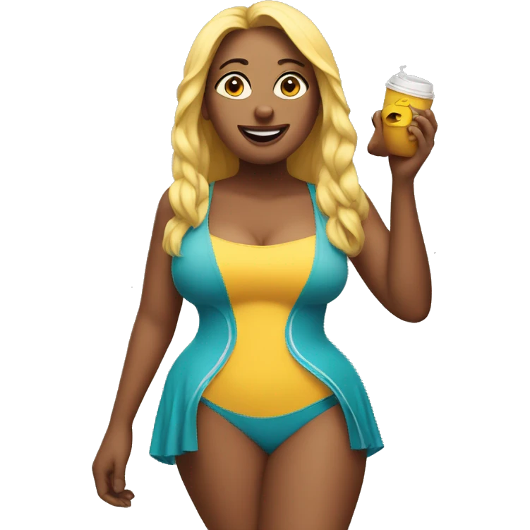 women minion in swim suit, curvy emoji