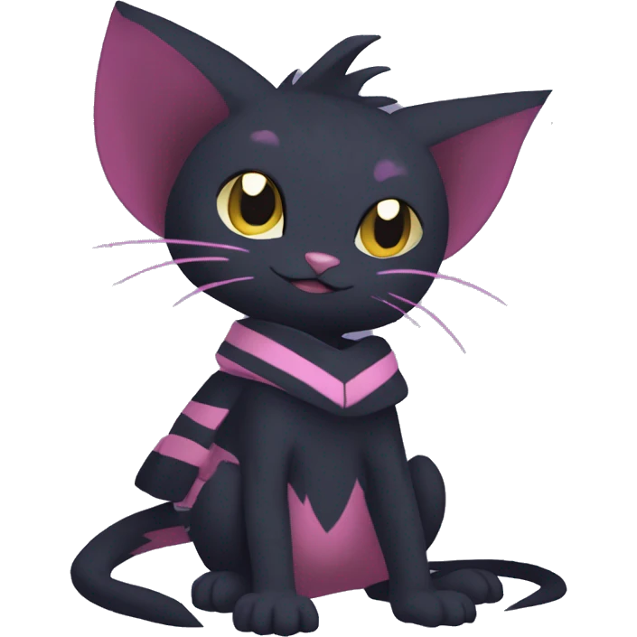 Cool Anthro Black Noibat-Quilava-Cat-Pokémon with edgy stripes Full Body emoji