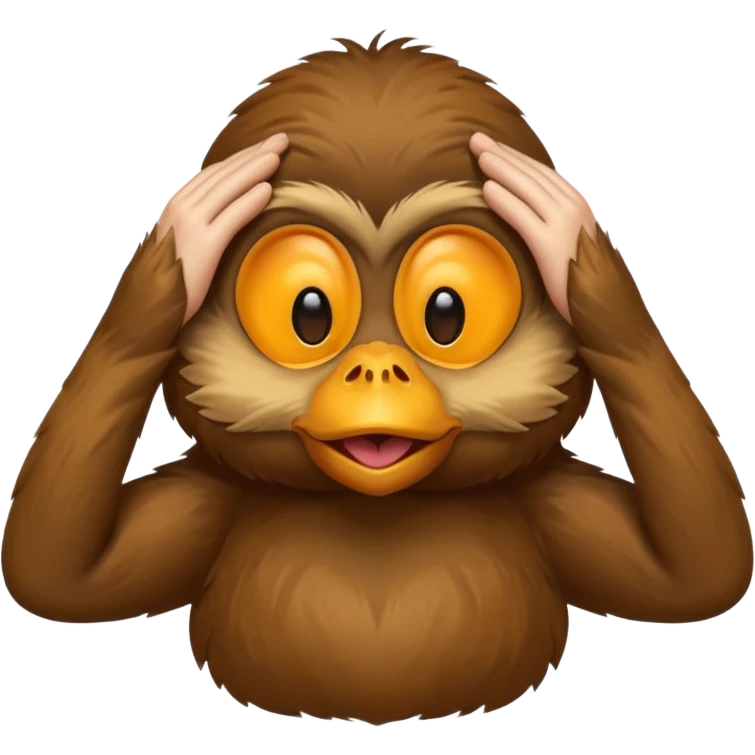 I want duck 🦆 emoji and monkey 🐒 emoji mashed together making a monkeyduck covering his eyes see no evil emoji