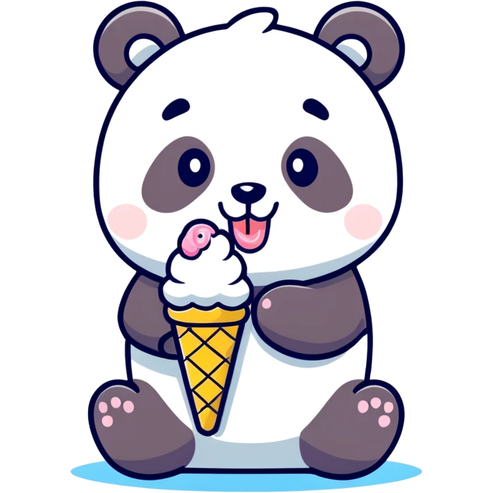 Panda eating ice cream emoji