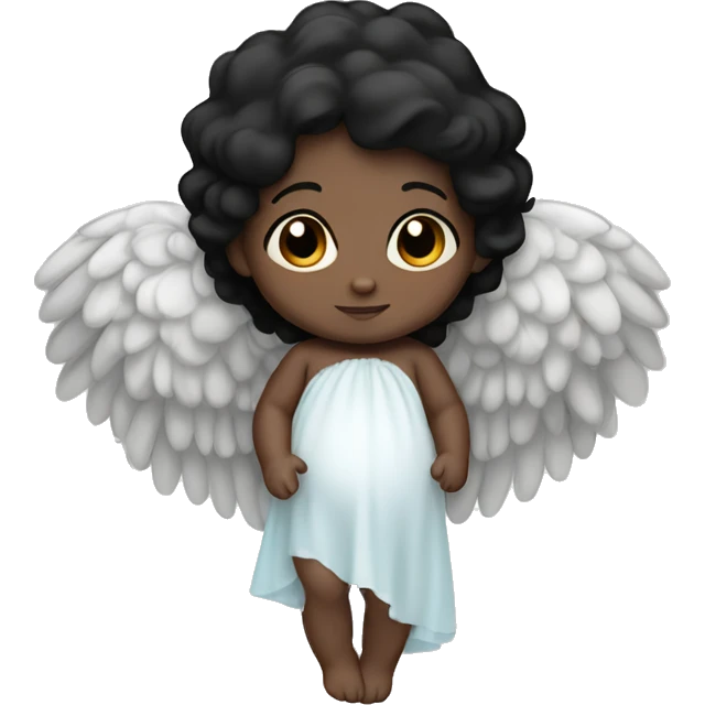 Newborn with angel wings, black hair, dark complexion emoji