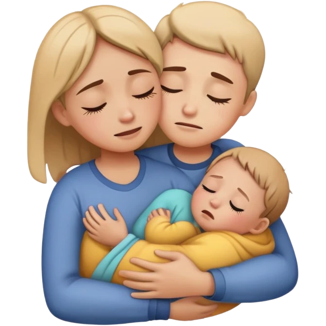 comforting parent hugging a crying child, warm and caring emoji
