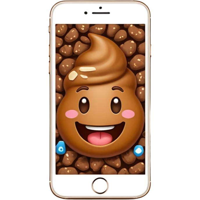 mobile phone with poop emoji on the screen emoji