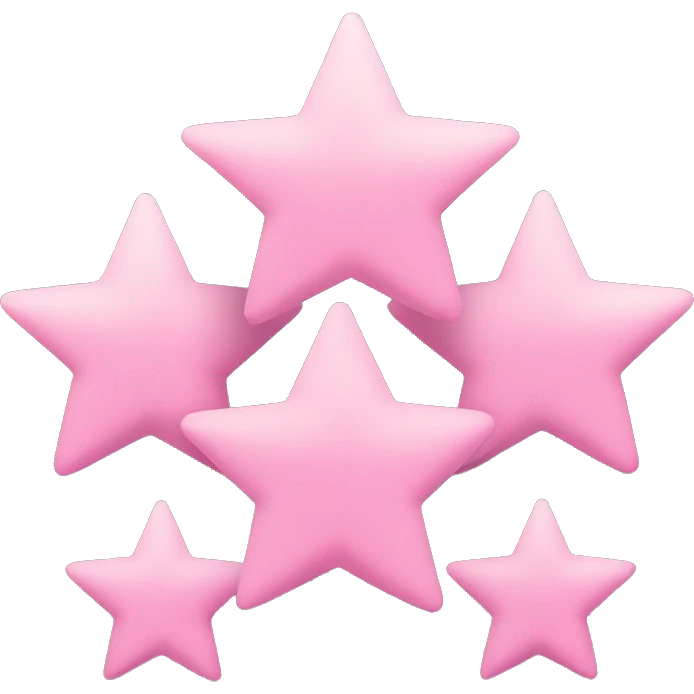 Three small pink , five-pointed stars grouped together. The stars have a slightly elongated shape, giving them a twinkling effect. They vary in size, with the largest star in the center and two smaller stars on either side.  emoji
