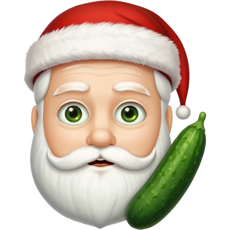 Santa with cucumber slices instead of eyes emoji