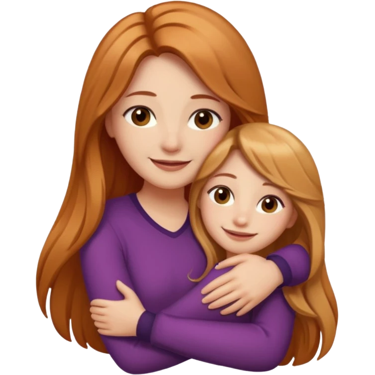 girlfriend with long dark strawberry blonde hair middle part with brown eyes giving hug emoji