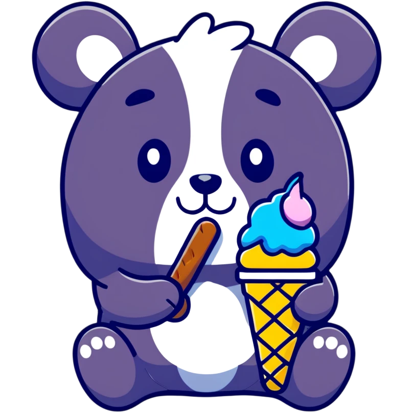 Panda eating ice cream emoji
