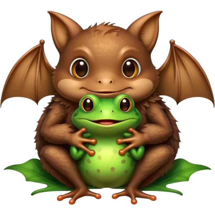 Bat hugging a frog emoji