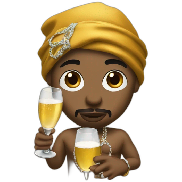 2pac with bandana drinking champagne emoji