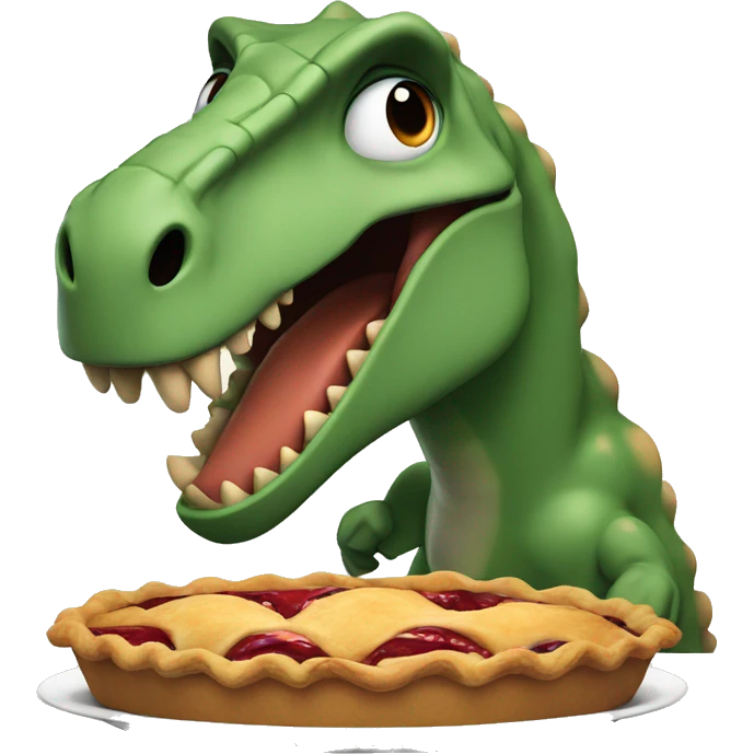 Dinosaur getting hit in the face with a pie emoji