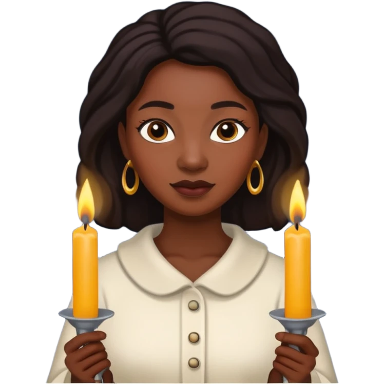 black woman holding candles emoji