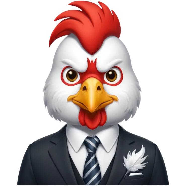 rooster with tie & suit emoji