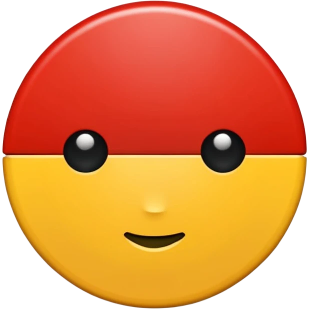 Rectangular shape with half black on the top half red on the bottom tiny yellow circle in the middle emoji