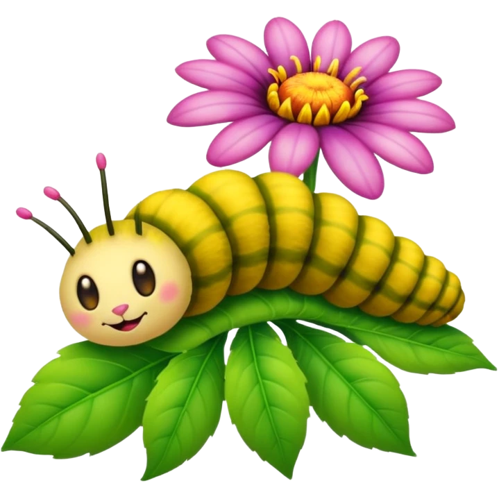 
caterpillar on flower emoji