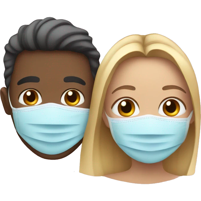 Couple hugging while wearing facial moisturizing masks emoji