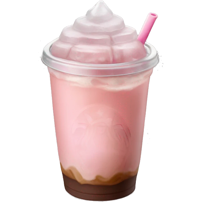 light pink starbucks ice coffee with ice cubes emoji