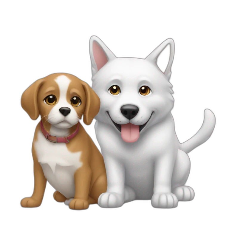 Un chat avec un chien emoji