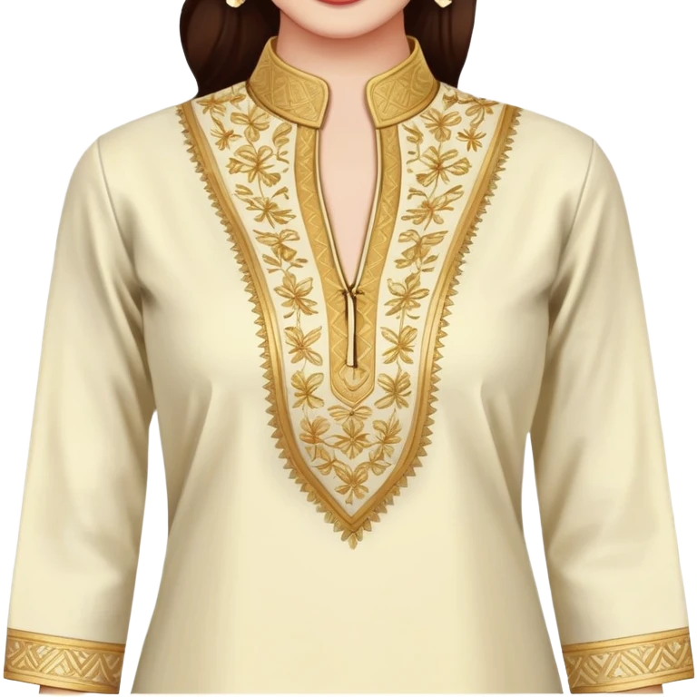 Women's kurti with high collar and golden thread embroidery emoji