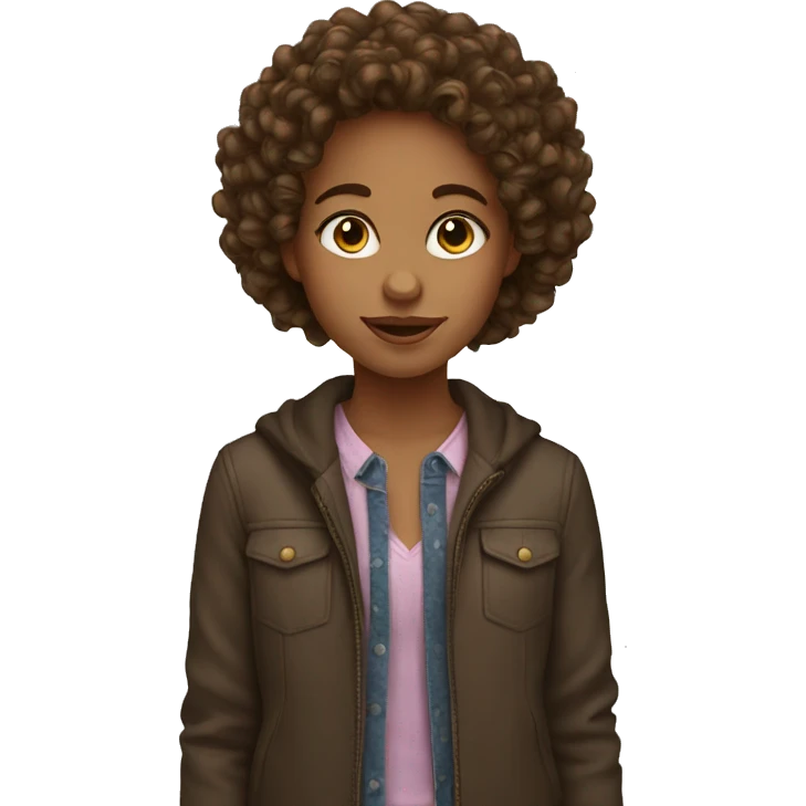Girl with brown curly hair emoji