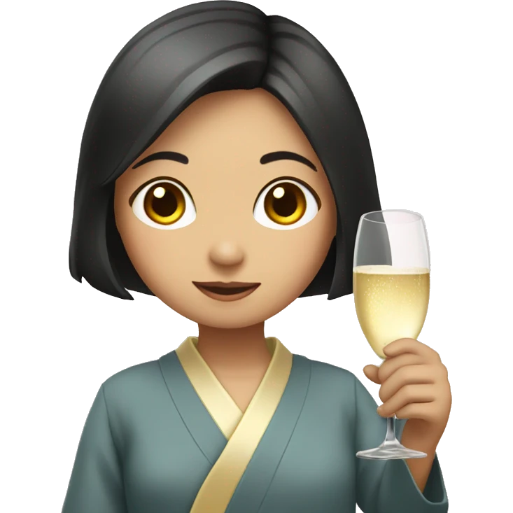Japanese girl holding a champagne glass  emoji