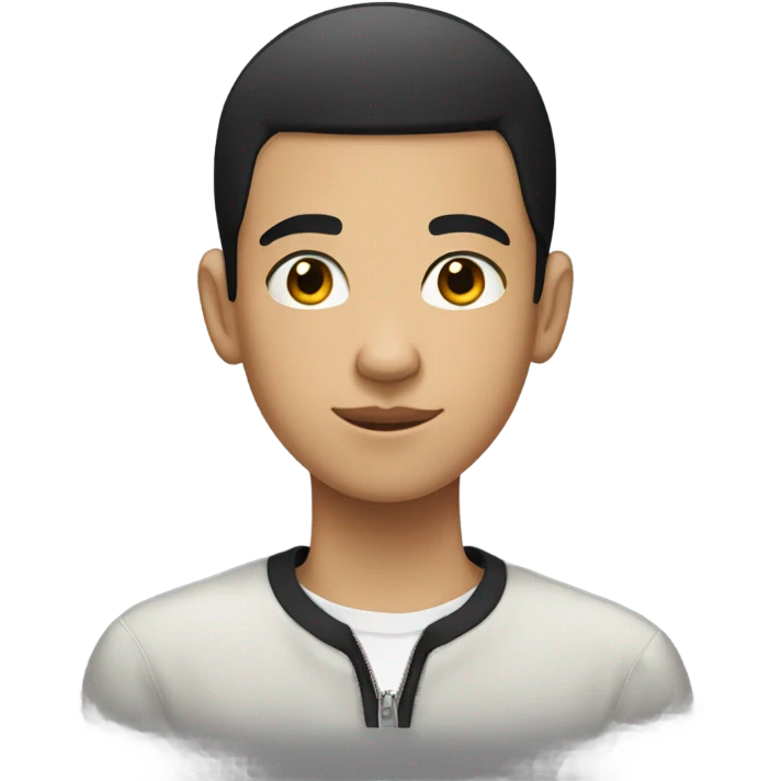 Teenager boy with black hair colour and buzz cut haircut  emoji