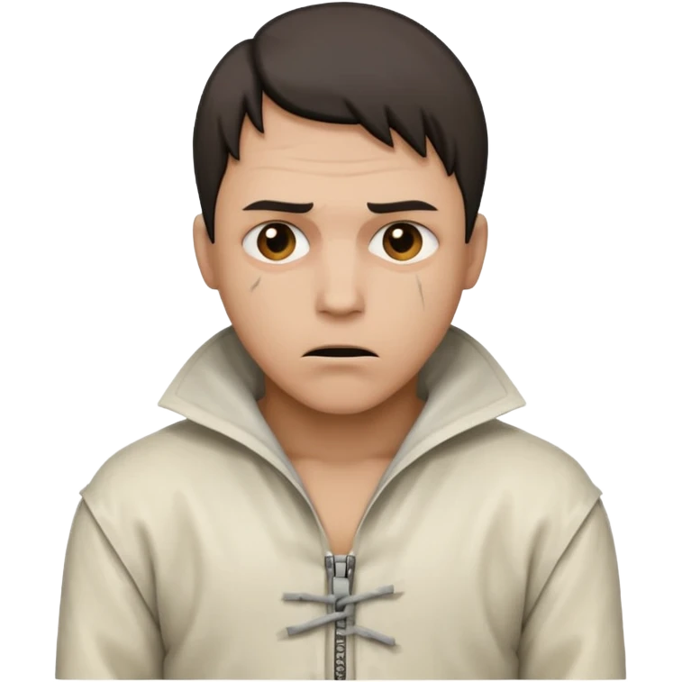 A guy who looks like he’s foing crazy with straight jacket emoji