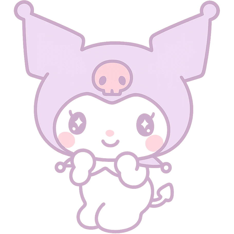 Kuromi character, simple pose, pastel colors, no background, focus on character only emoji