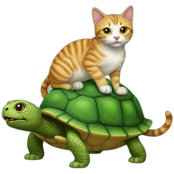 Cat on turtle emoji