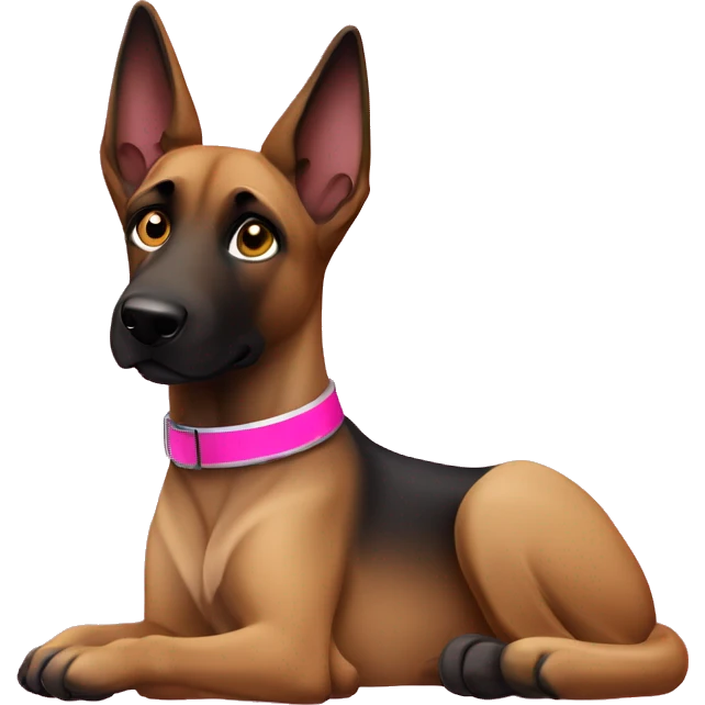 Belgian malinois female with pink collar  emoji