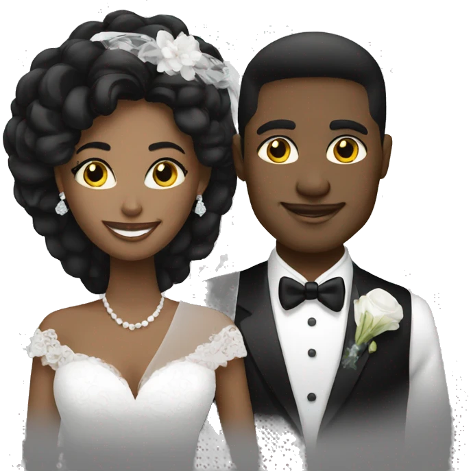 black and white bride and groom emoji