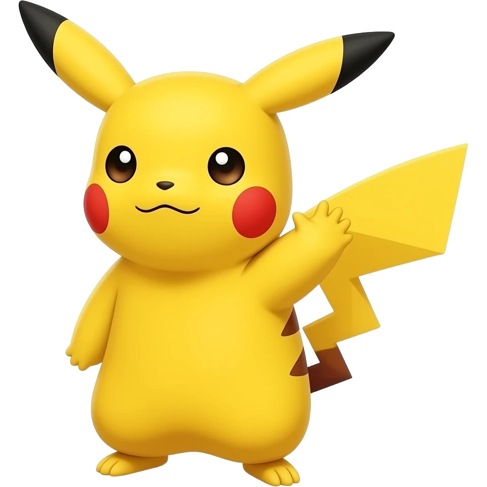 Pikachu rubbing back of neck with hand and looking shy emoji