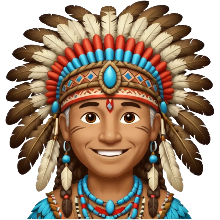 tribal chief with a feathered headdress, friendly expression emoji emoji