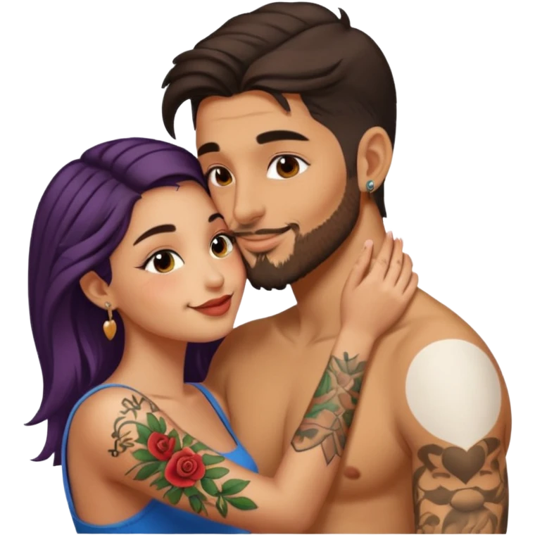Italina guy with tattoos kissing girl emoji