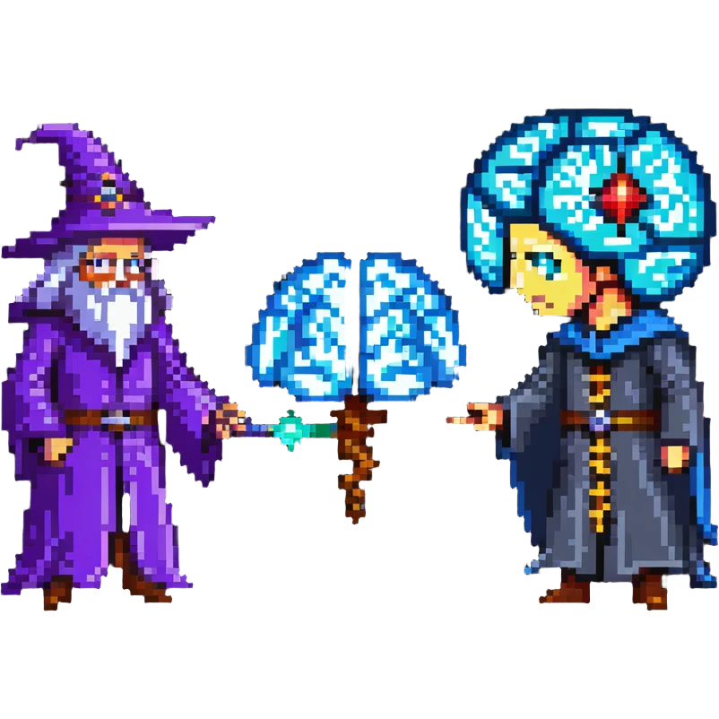 wizard and brain in a psychic duel emoji