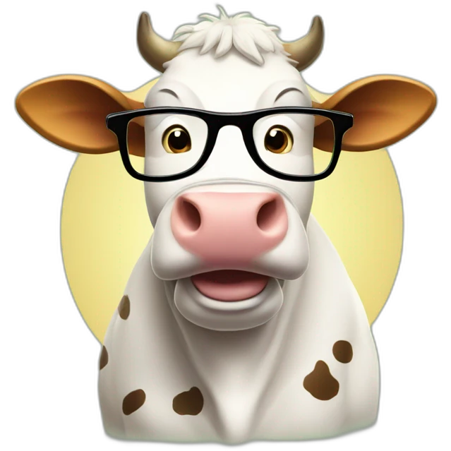 cartoon style cow with glasses drinking beer from bottle emoji