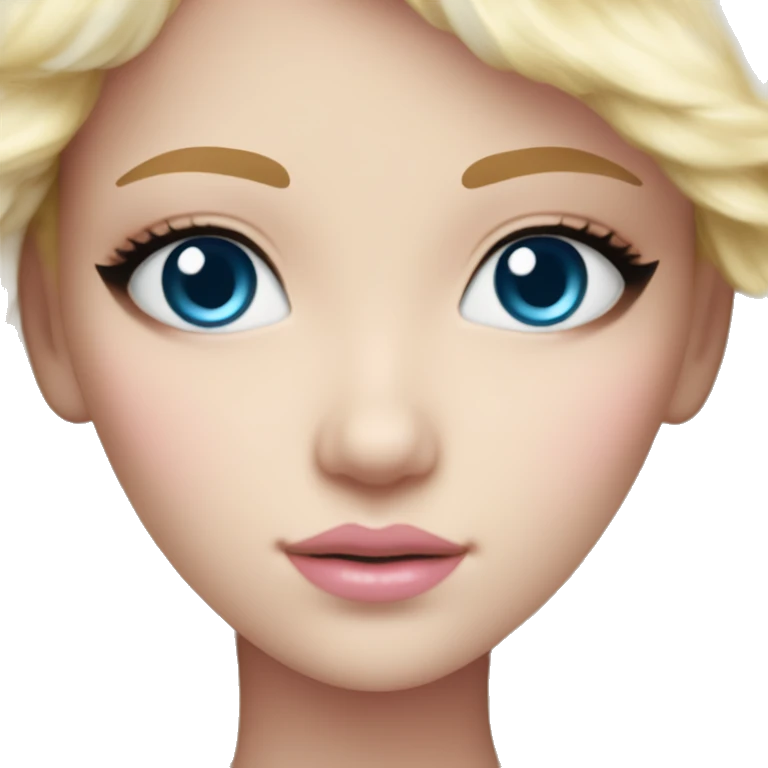 ocean blue doll eyes, blonde hair, feminine, pink, girl, angelic emoji