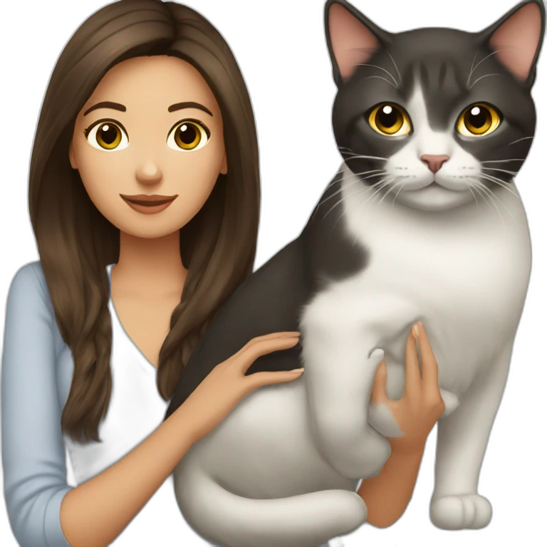 Brunette with cat emoji