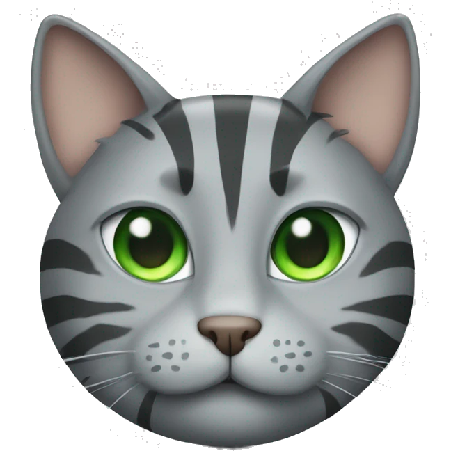 A striped grey cat with green eyes with New Year emoji