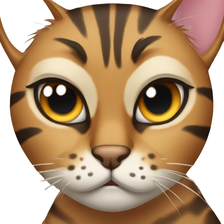 Bengal cat with angry face angry eyebrows and frown mouth  emoji