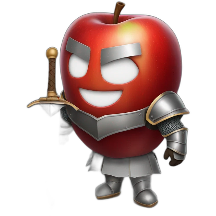 smiling red apple dressed as a knight emoji