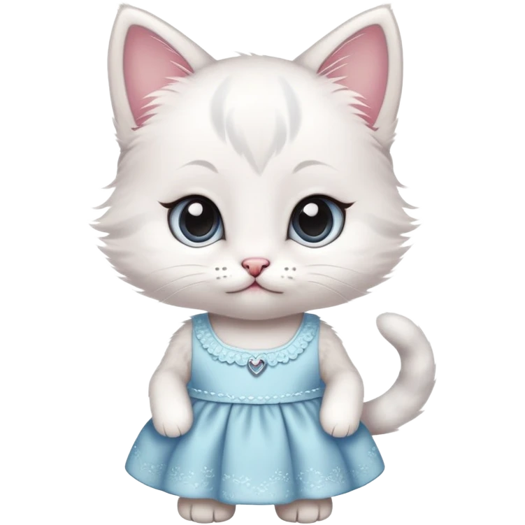 a little cute kitten with cute eyes wearing a dress emoji