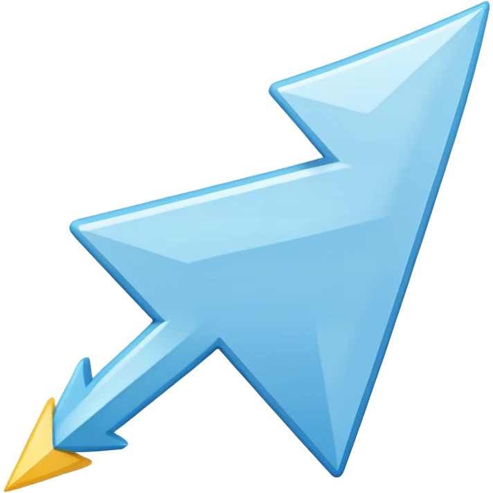 Extremely simplistic white arrow with light blue outline pointing. make the point only on one side emoji