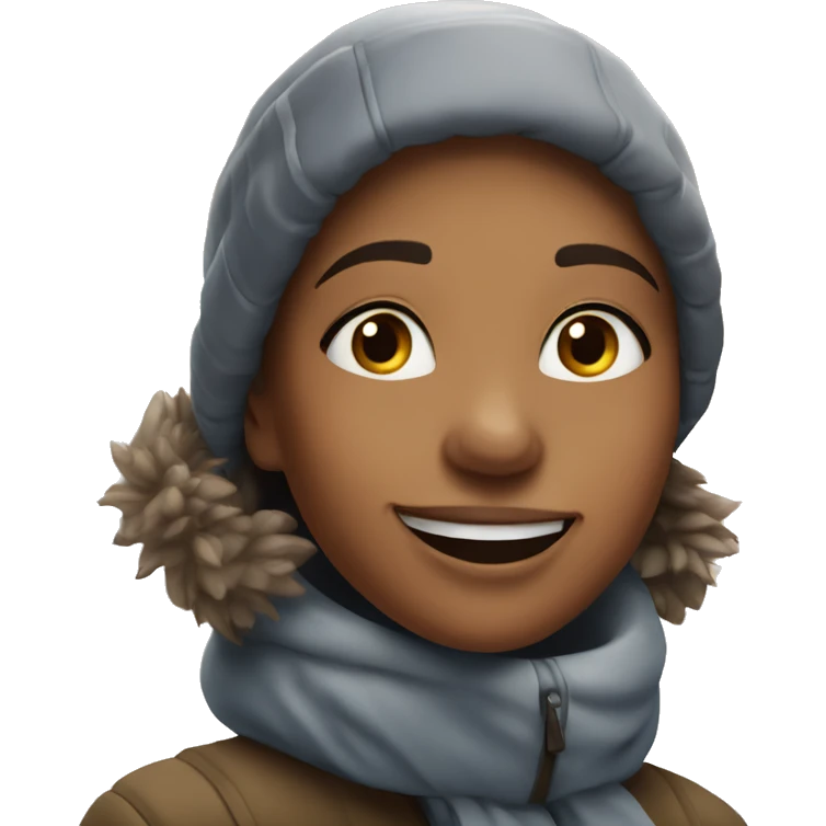 happy girl in snowy setting emoji