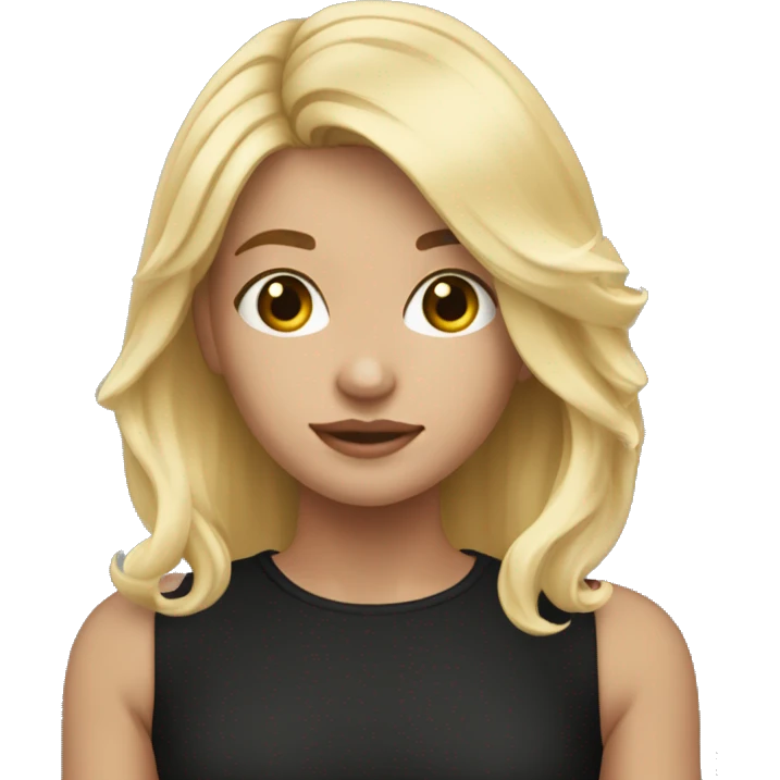 Blonde girl shoulder length hair black shirt 🤦🏼‍♀️ emoji