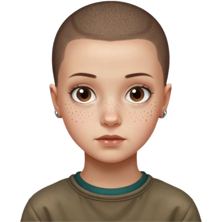Eleven from stranger things with a buzz cut emoji