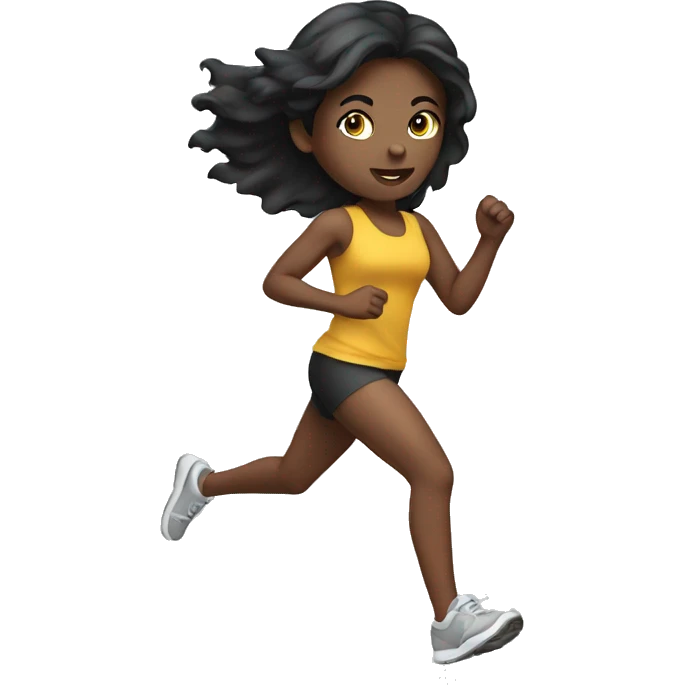 Running girl dark hair emoji