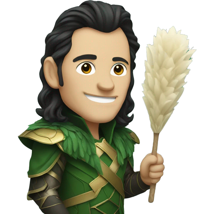 Loki holding a feather duster  emoji