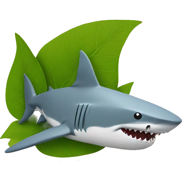 shark inhaling leaves rolled in paper emoji