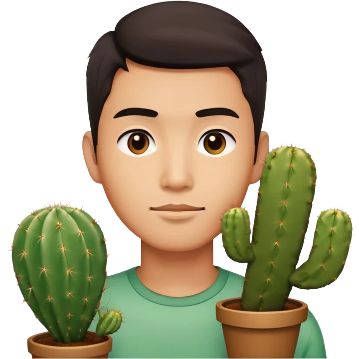 Asian guy with cactus emoji