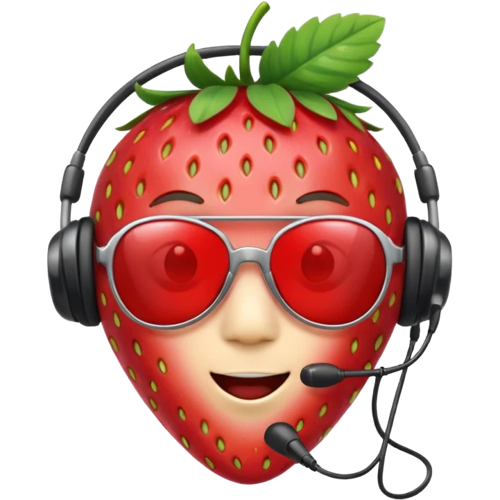 Cute strawberry wearing headset and shades emoji